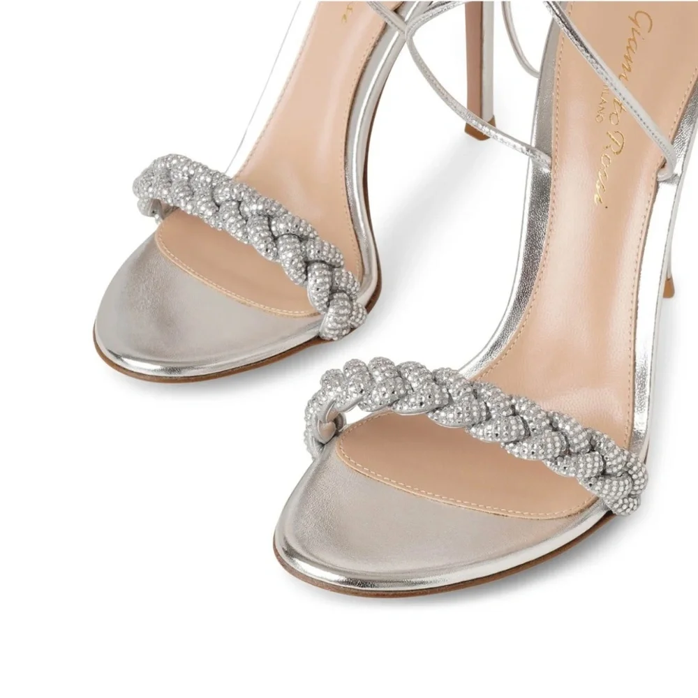 Gianvito Rossi Crystal Leomi 105 braided  Sandals / Heels US6/IT36